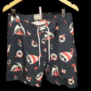 J. Crew Flex Swimwear Nautical Theme Navy Men's Size 33
